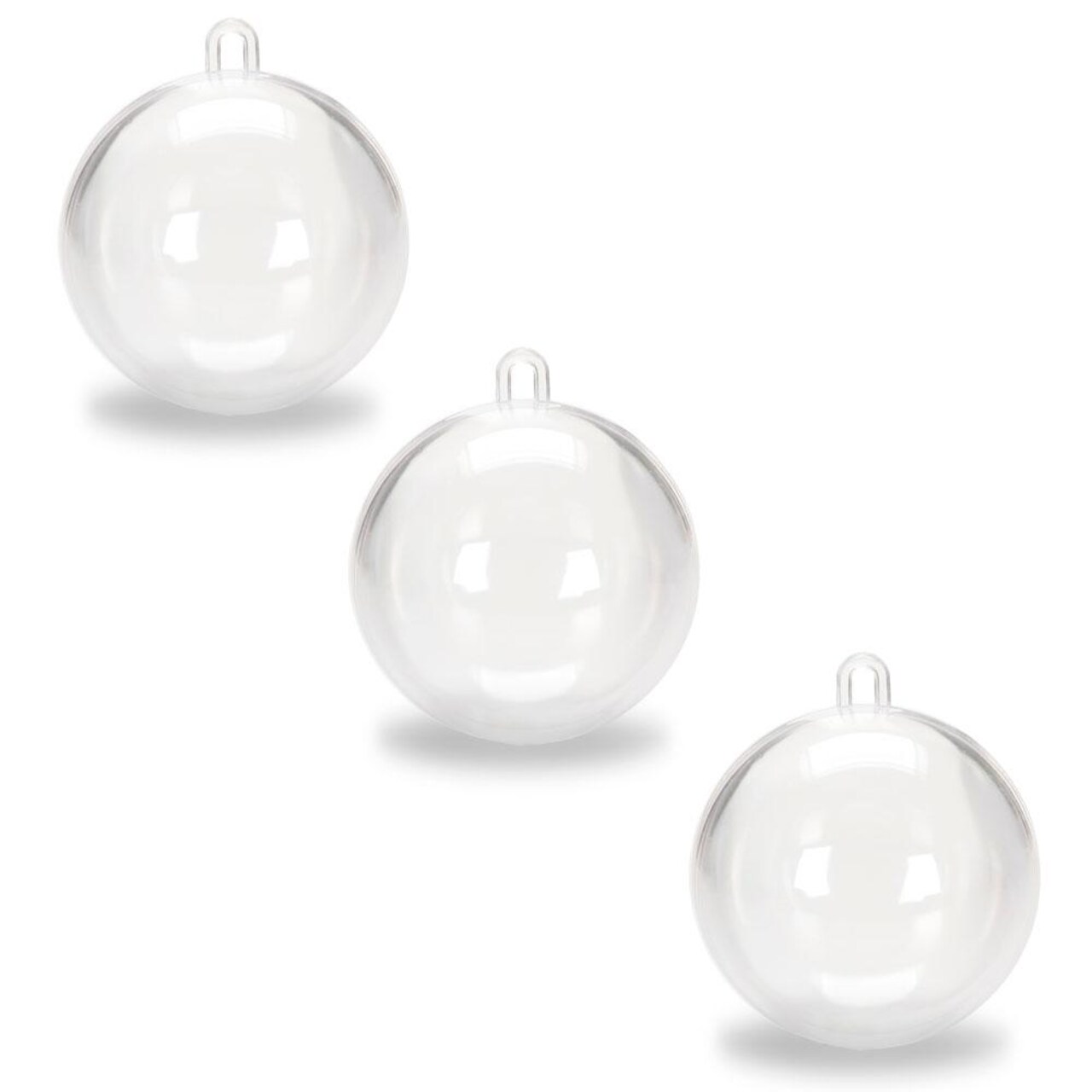 3.15-Inch Clear Plastic Fillable Christmas Ball Ornaments for DIY Projects: Set of 3